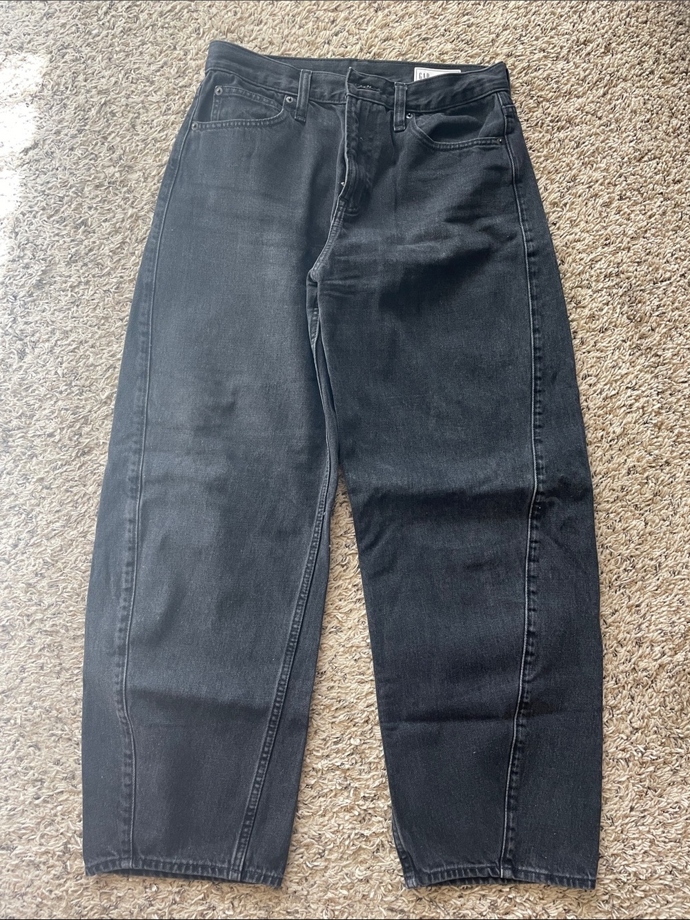 Black High-Waist Barrel Leg Jeans